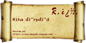 Riha Árpád névjegykártya